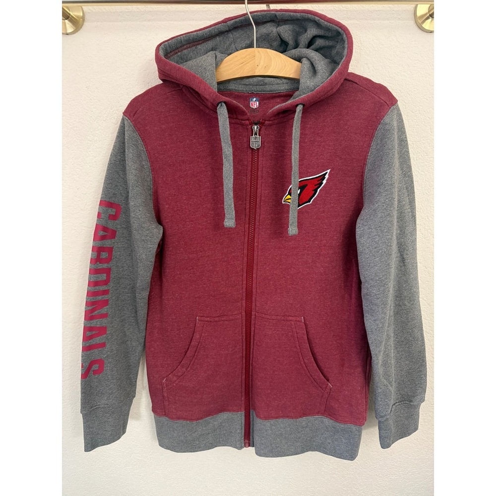 NFL Pro Line Arizona Cardinals Kids Hoodie Zip Up Burgundy Grey Boys Medium